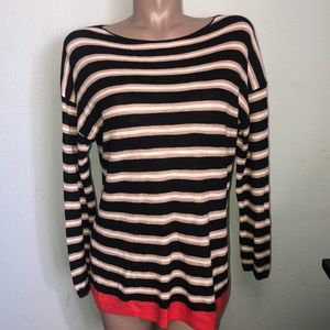 Lou Grey Sweater Striped Ribbed Knit ❤️ S
